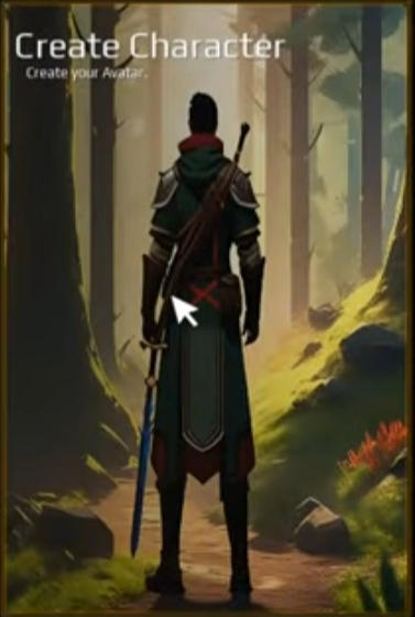 Original Create Character menu artwork showing an adventurer from behind